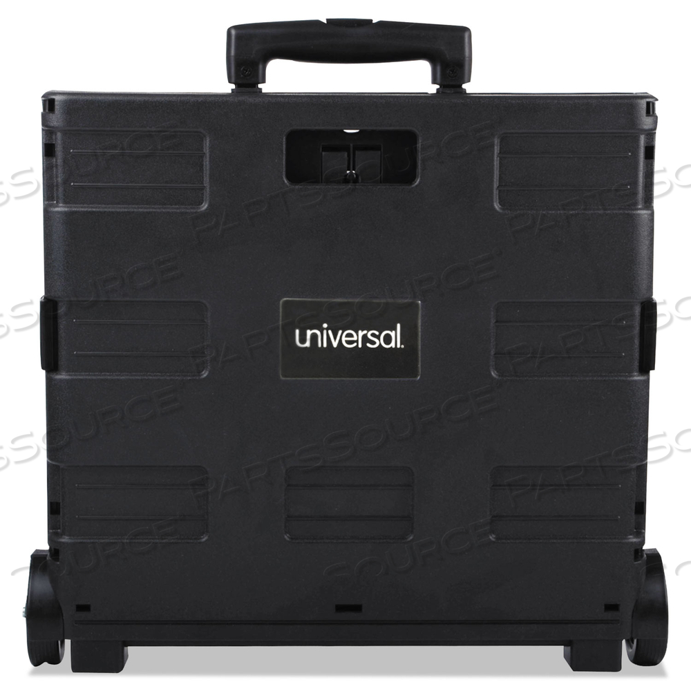 COLLAPSIBLE MOBILE STORAGE CRATE, PLASTIC, 18.25 X 15 X 18.25 TO 39.37, BLACK by Universal
