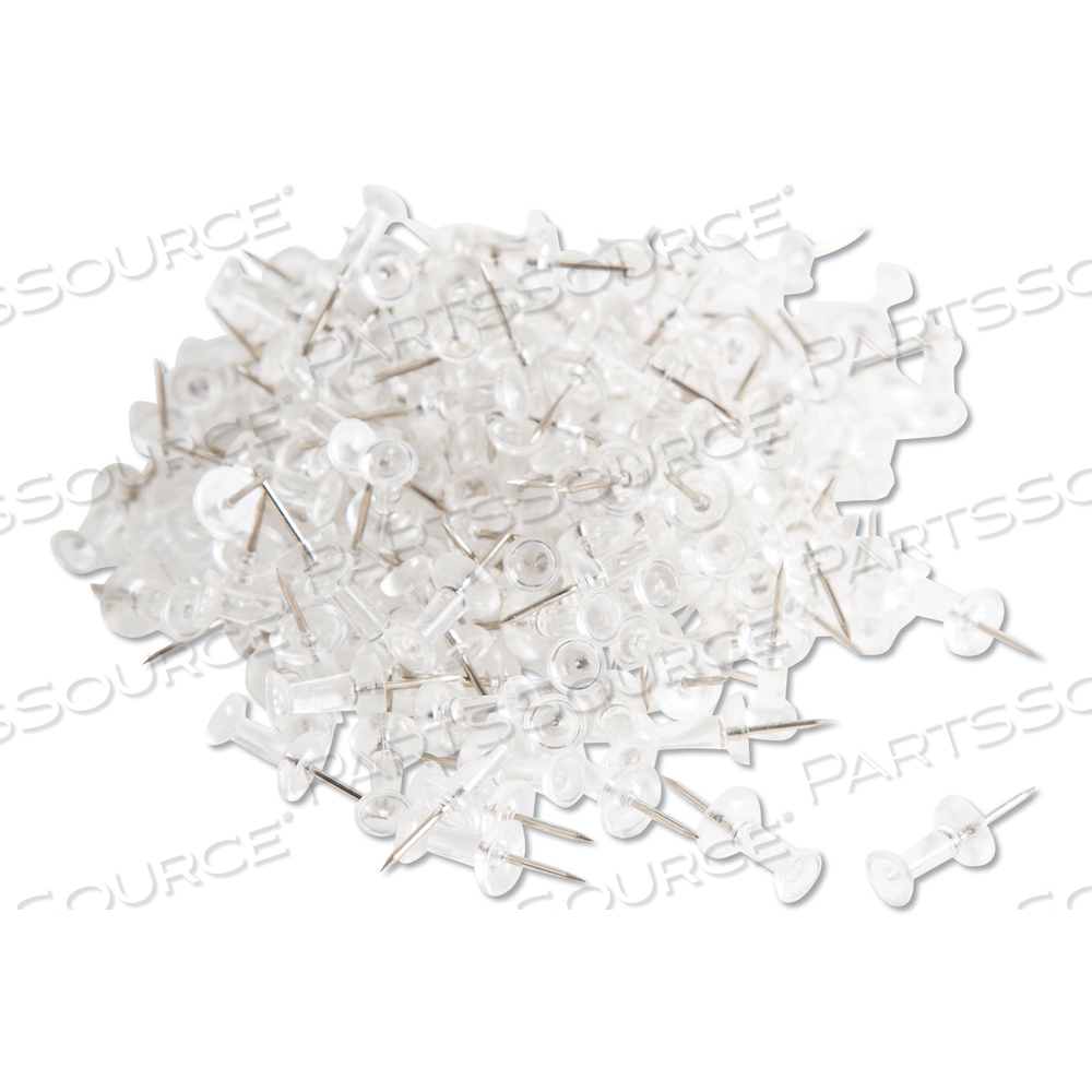 STANDARD PUSH PINS, PLASTIC, CLEAR, CLEAR HEAD/SILVER PIN, 0.44" by U Brands