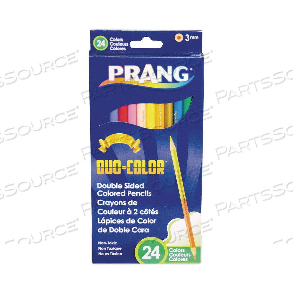 DUO-COLOR COLORED PENCIL SETS, 3 MM, 2B (#1), ASSORTED LEAD/BARREL COLORS, DOZEN by Prang
