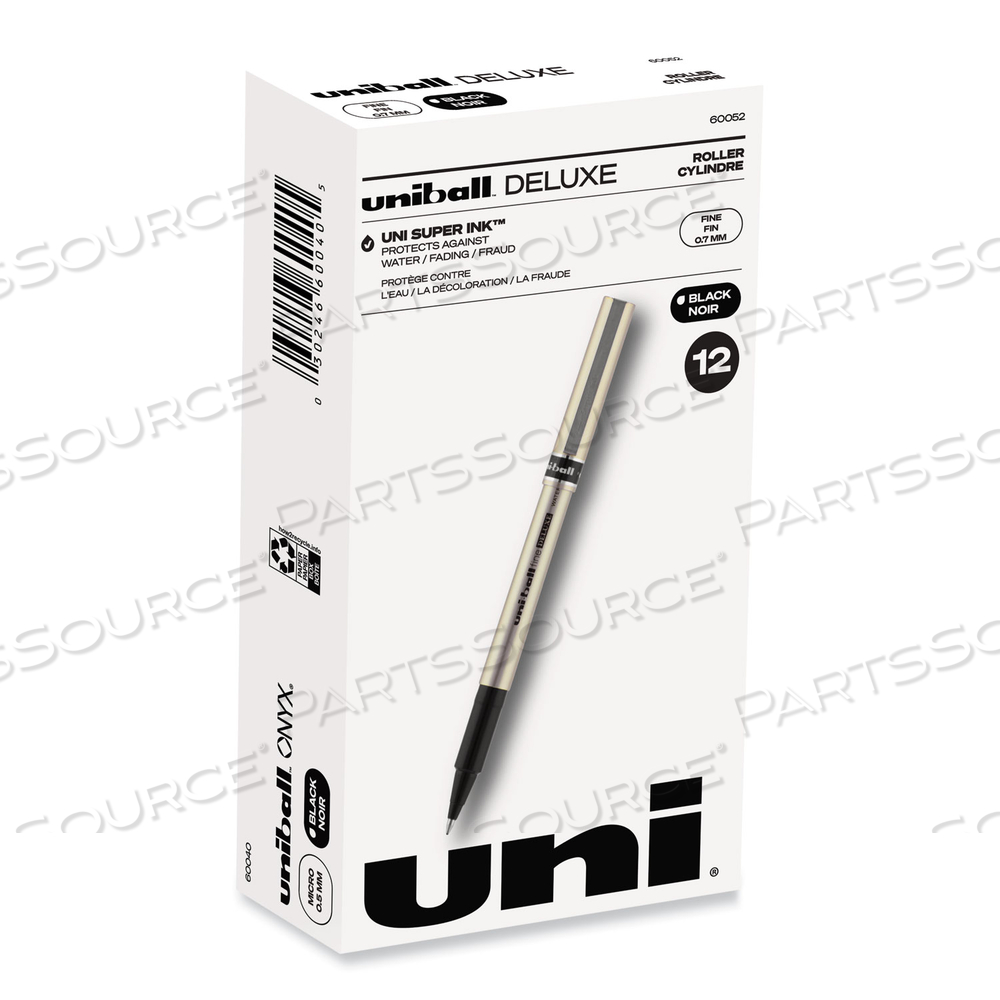 DELUXE ROLLER BALL PEN, STICK, FINE 0.7 MM, BLACK INK, CHAMPAGNE BARREL by Uni-Ball