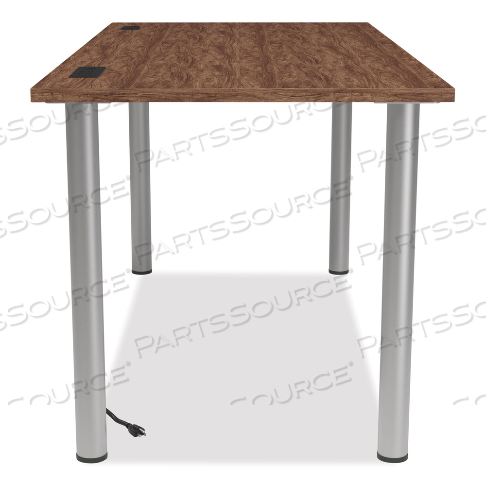 ESSENTIALS WRITING TABLE-DESK WITH INTEGRATED POWER MANAGEMENT, 59.7" X 29.3" X 28.8", ESPRESSO/ALUMINUM 