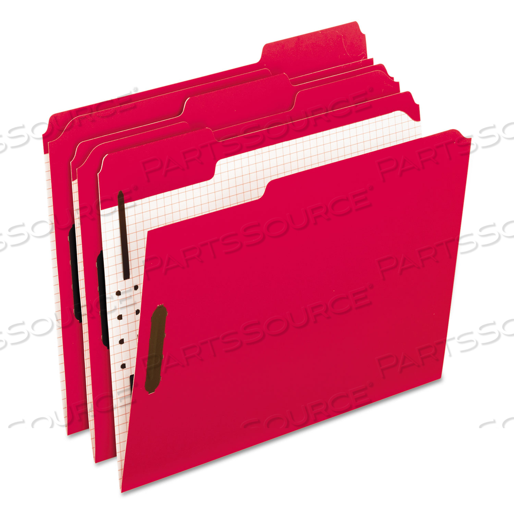 COLORED CLASSIFICATION FOLDERS WITH EMBOSSED FASTENERS, 2 FASTENERS, LETTER SIZE, RED EXTERIOR by Esselte Pendaflex Corp.