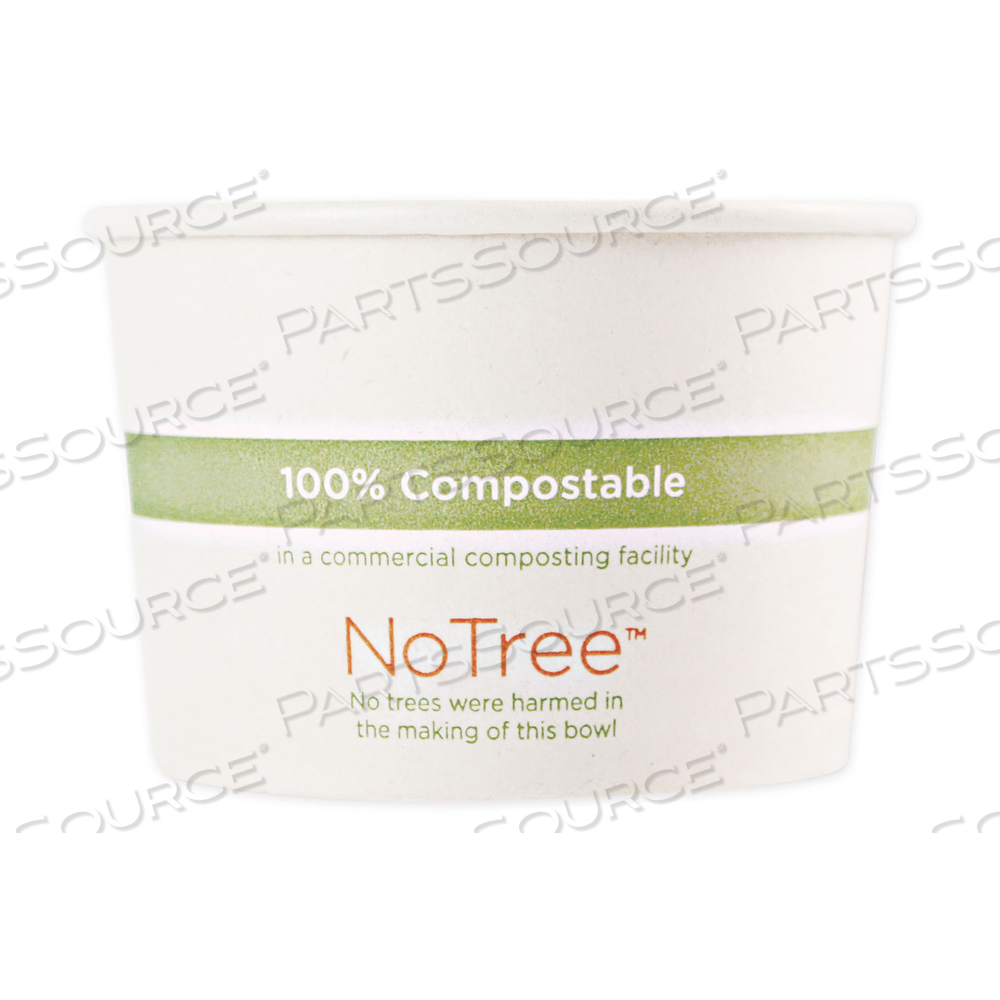 NO TREE PAPER BOWLS, 8 OZ, 3.4" DIAMETER X 2.3"H, NATURAL, SUGARCANE by World Centric