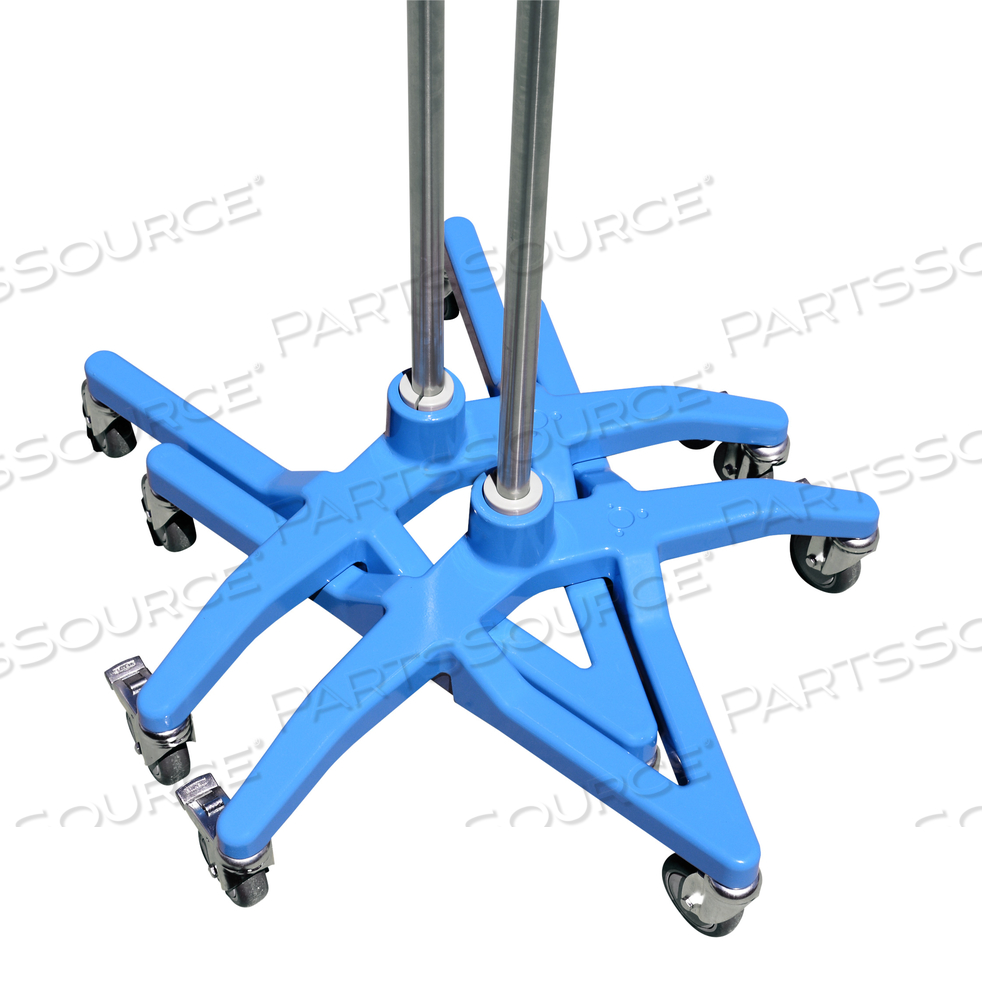 50LB 61 TO 93IN H STAINLESS STEEL SINGLE SMARTSTACK 4 HOOKS 5 LEGS IV STAND WITH CASTERS by SALAERA LLC 