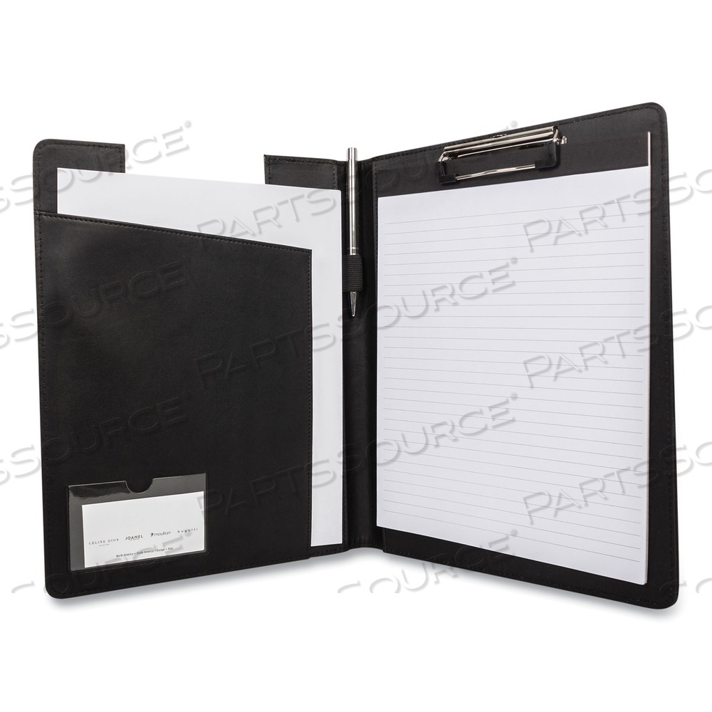 FAUX-LEATHER PADFOLIO, NOTCHED FRONT COVER WITH CLIPBOARD FASTENER, 9 X 12 PAD, 9.75 X 12.5, BLACK by Bond Street, Ltd. FAUX-LEATHER PADFOLIO, NOTCHED FRONT COVER WITH CLIPBOARD FASTENER, 9 X 12 PAD, 9.75 X 12.5, BLACK by Bond Street, Ltd.