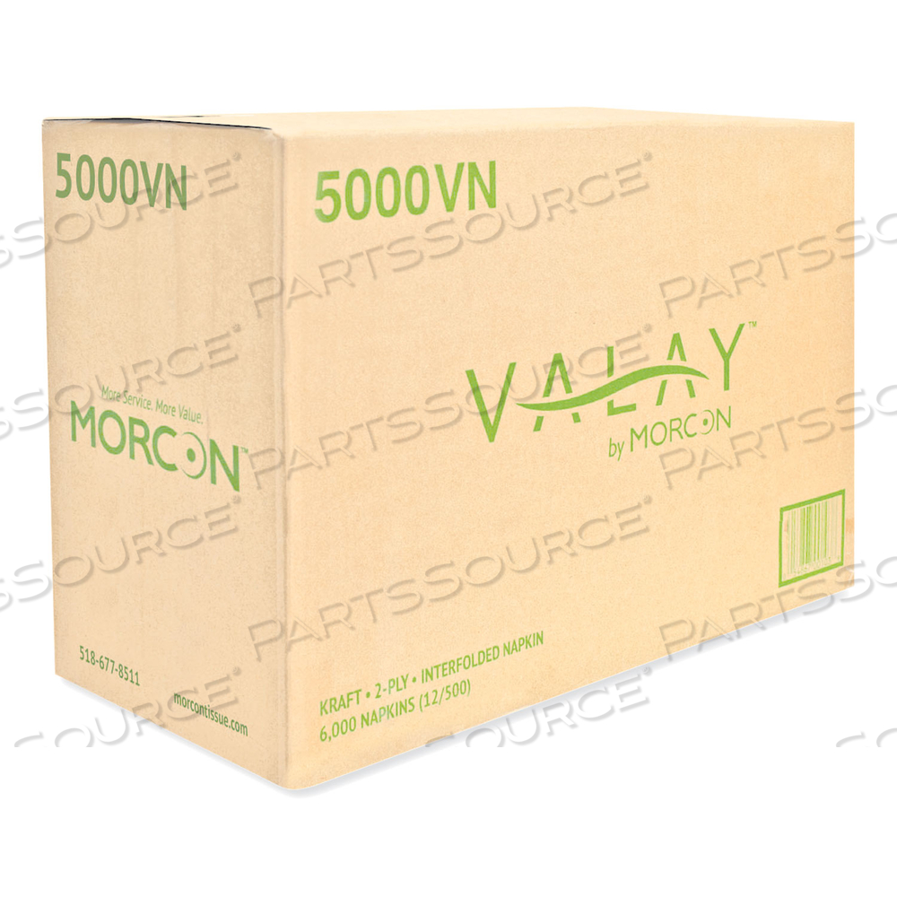 VALAY INTERFOLDED NAPKINS, 2-PLY, 6.5 X 8.25, KRAFT 