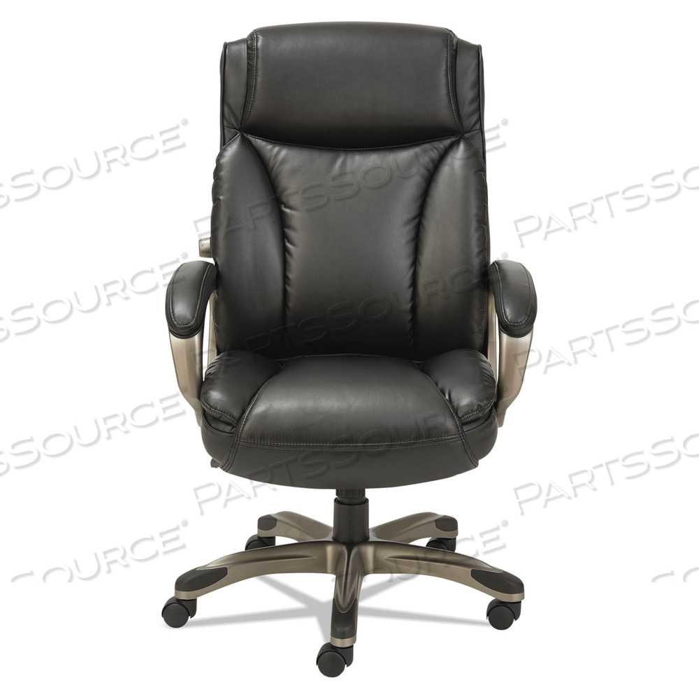 ALERA VEON SERIES EXECUTIVE HIGH-BACK BONDED LEATHER CHAIR, SUPPORTS UP TO 275 LB, BLACK SEAT/BACK, GRAPHITE BASE 