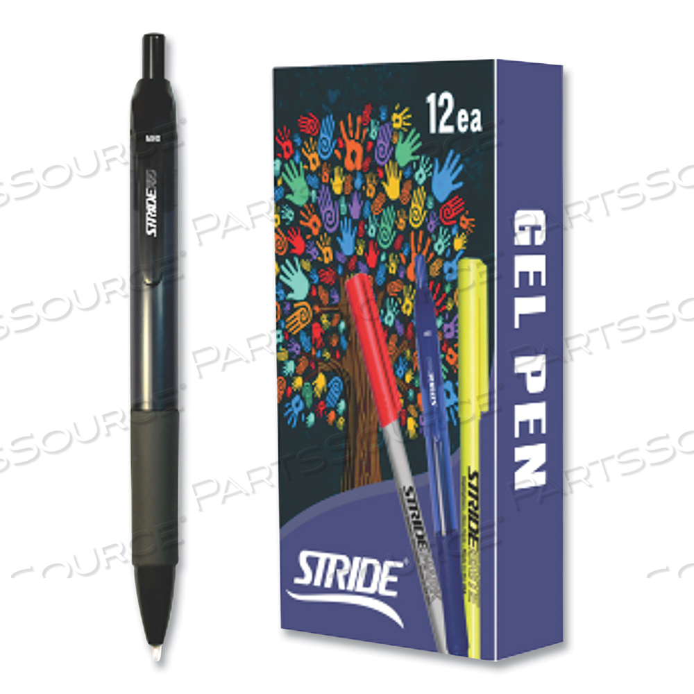 STRIDERIO GEL PEN, RETRACTABLE, MEDIUM 0.7 MM, BLACK INK, TRANSLUCENT BLACK BARREL by Stride