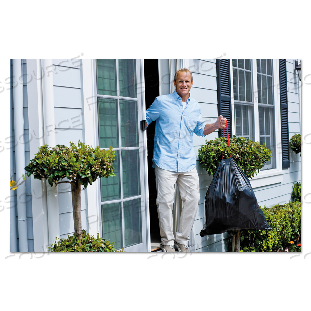 DRAWSTRING LARGE TRASH BAGS, 30 GAL, 1.05 MIL, 30" X 33", BLACK DRAWSTRING LARGE TRASH BAGS, 30 GAL, 1.05 MIL, 30" X 33", BLACK