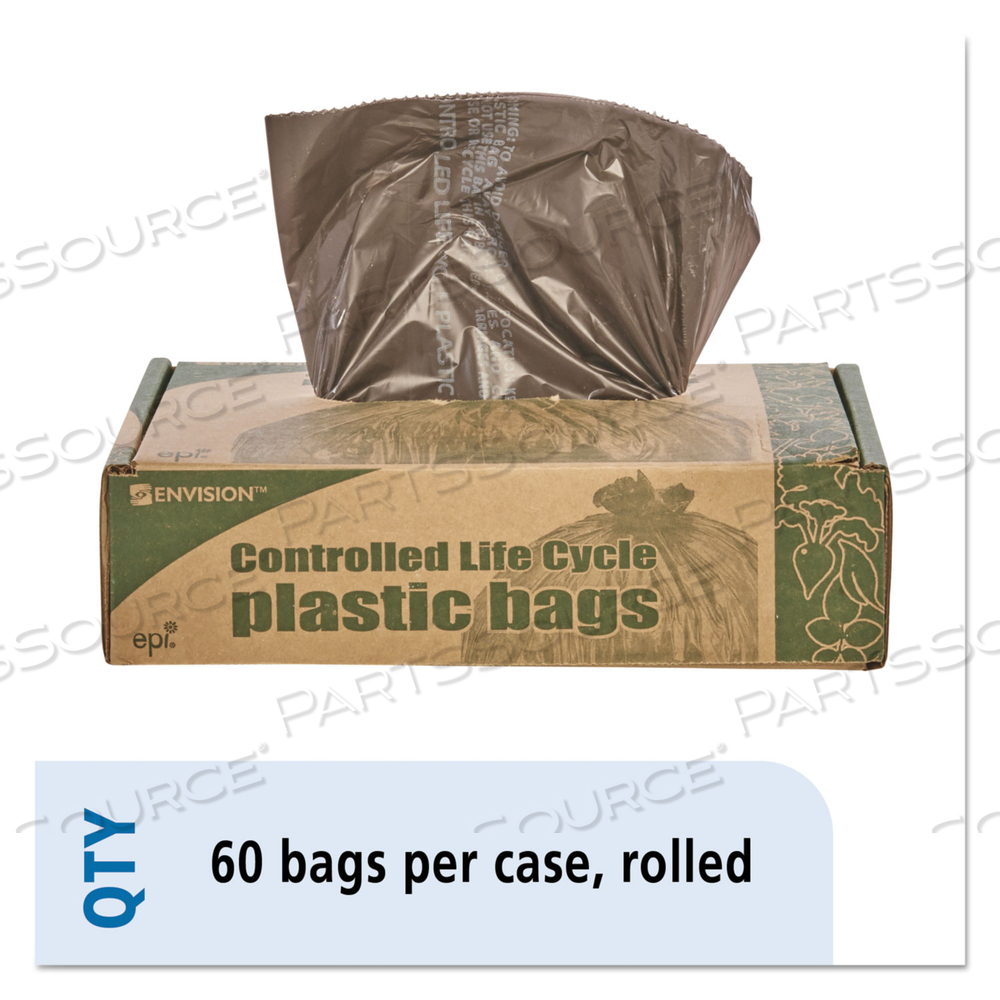 CONTROLLED LIFE-CYCLE PLASTIC TRASH BAGS, 30 GAL, 0.8 MIL, 30" X 36", BROWN by Envision CONTROLLED LIFE-CYCLE PLASTIC TRASH BAGS, 30 GAL, 0.8 MIL, 30" X 36", BROWN by Envision
