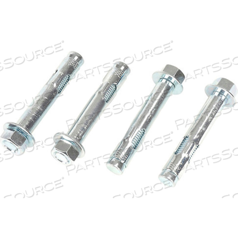 HEX NUT SLEEVE ANCHOR CONCRETE MOUNTING KIT - 3/4" X 4-1/4" - STEEL - ZINC PLATED - PKG OF 4 by Global Industrial Equipment