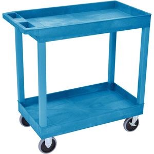 E-SERIES PLASTIC UTILITY TUB CART, 2 SHELF, 35-1/4"LX18"WX35-1/4"H, BLUE by Luxor E-SERIES PLASTIC UTILITY TUB CART, 2 SHELF, 35-1/4"LX18"WX35-1/4"H, BLUE by Luxor