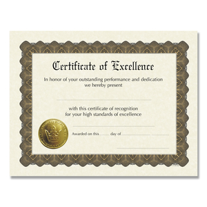 READY-TO-USE CERTIFICATES, EXCELLENCE, 11 X 8.5, IVORY/BROWN/GOLD COLORS WITH BROWN BORDER by Great Papers