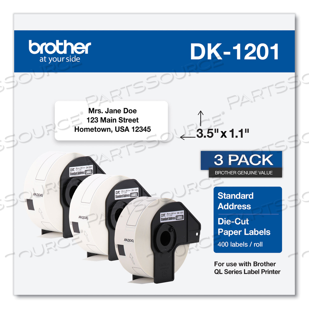 DIE-CUT ADDRESS LABELS, 1.1 X 3.5, WHITE, 400 LABELS/ROLL by Brother DIE-CUT ADDRESS LABELS, 1.1 X 3.5, WHITE, 400 LABELS/ROLL by Brother