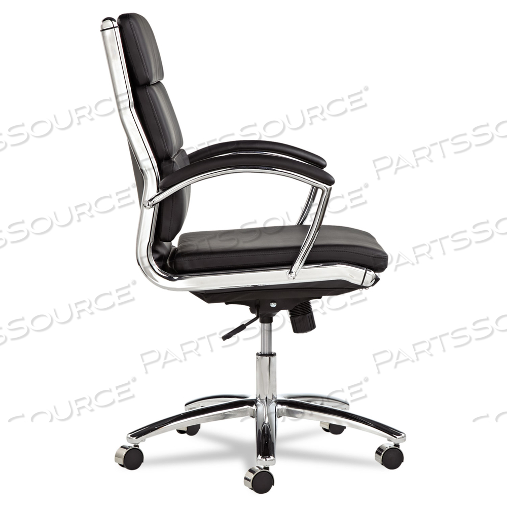 ALERA NERATOLI MID-BACK SLIM PROFILE CHAIR, FAUX LEATHER, SUPPORTS UP TO 275 LB, BLACK SEAT/BACK, CHROME BASE by Alera