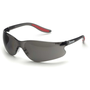 SAFETY GLASSES, GRAY HARD COATED LENS, BLACK FRAME/RED TIPS, 12/PACK by Elvex