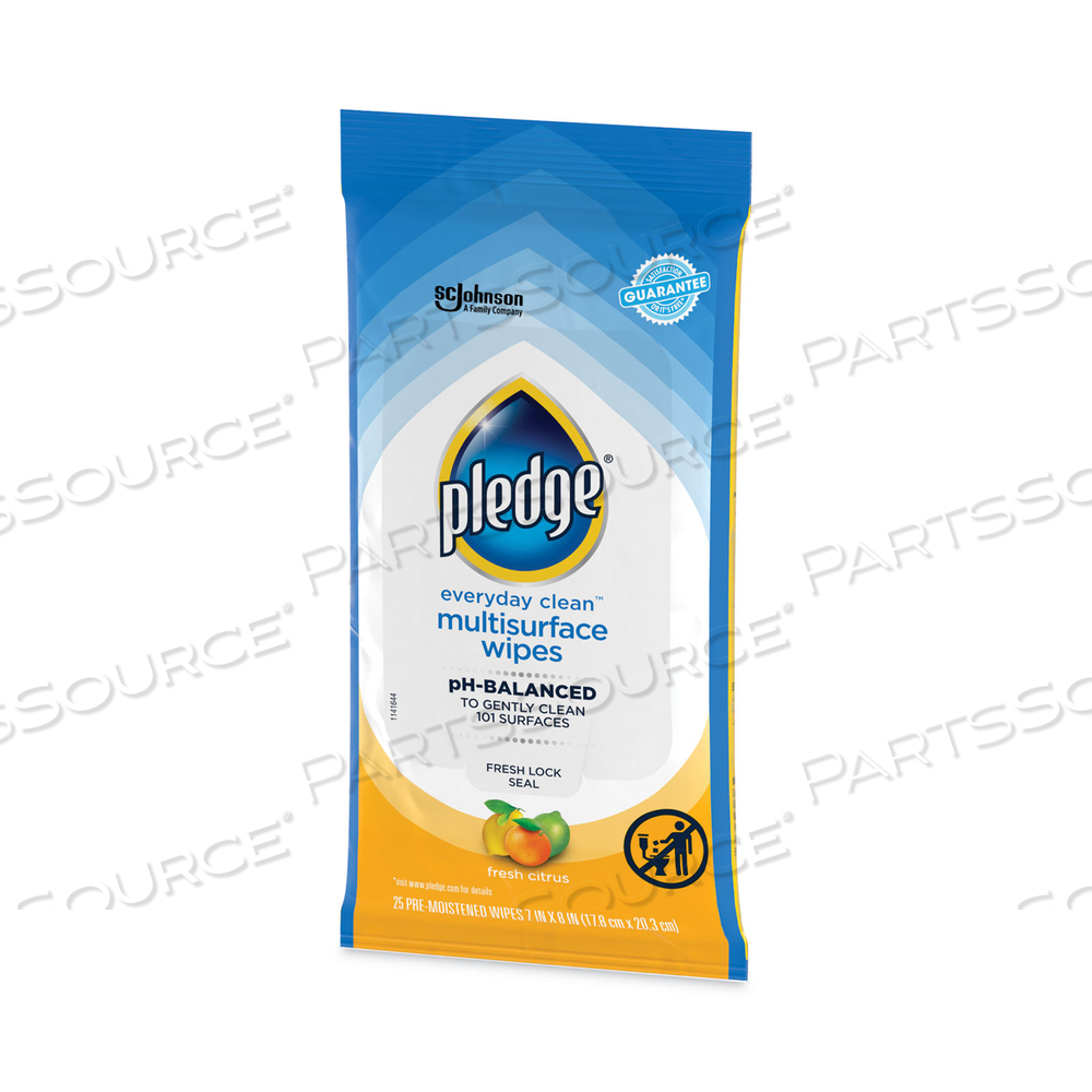 MULTI-SURFACE CLEANER WET WIPES, CLOTH, 7 X 10, FRESH CITRUS, 25 WIPES by Pledge