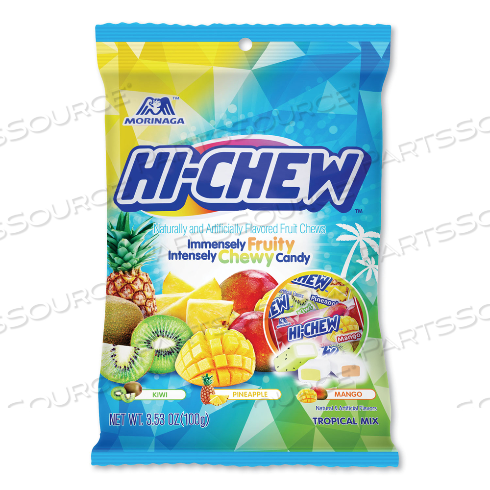 FRUIT CHEWS, TROPICAL, PEG BAG 3.53 OZ by Hi-Chew FRUIT CHEWS, TROPICAL, PEG BAG 3.53 OZ by Hi-Chew