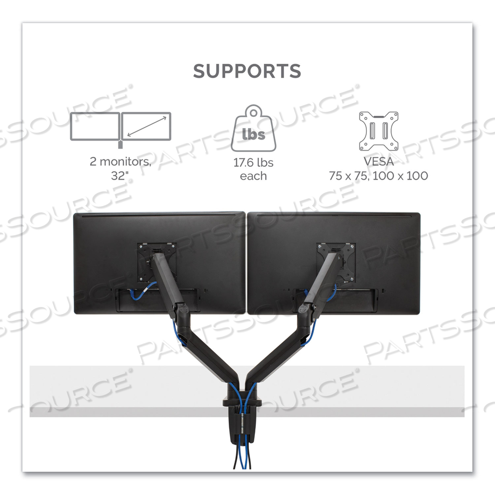 FELLOWES PLATINUM SERIES DUAL MONITOR ARM MOUNTING KIT, ADJUSTABLE ARM, FOR 2 MONITORS, BLACK by Fellowes FELLOWES PLATINUM SERIES DUAL MONITOR ARM MOUNTING KIT, ADJUSTABLE ARM, FOR 2 MONITORS, BLACK by Fellowes