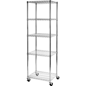 5-TIER ULTRADURABLE MOBILE WIRE SHELVING - COMMERCIAL GRADE NSF STEEL 24"L X 18"W X 75"H - CHROME by Seville Classics