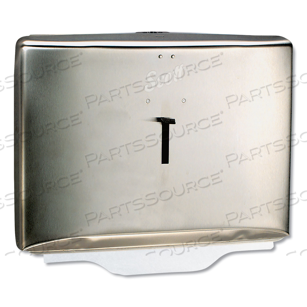 PERSONAL SEAT COVER DISPENSER, 16.6 X 2.5 X 12.3, STAINLESS STEEL by Scott PERSONAL SEAT COVER DISPENSER, 16.6 X 2.5 X 12.3, STAINLESS STEEL by Scott