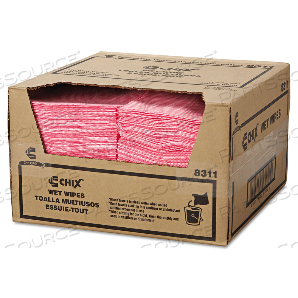 WET WIPES, 11.5 X 24, WHITE/PINK 
