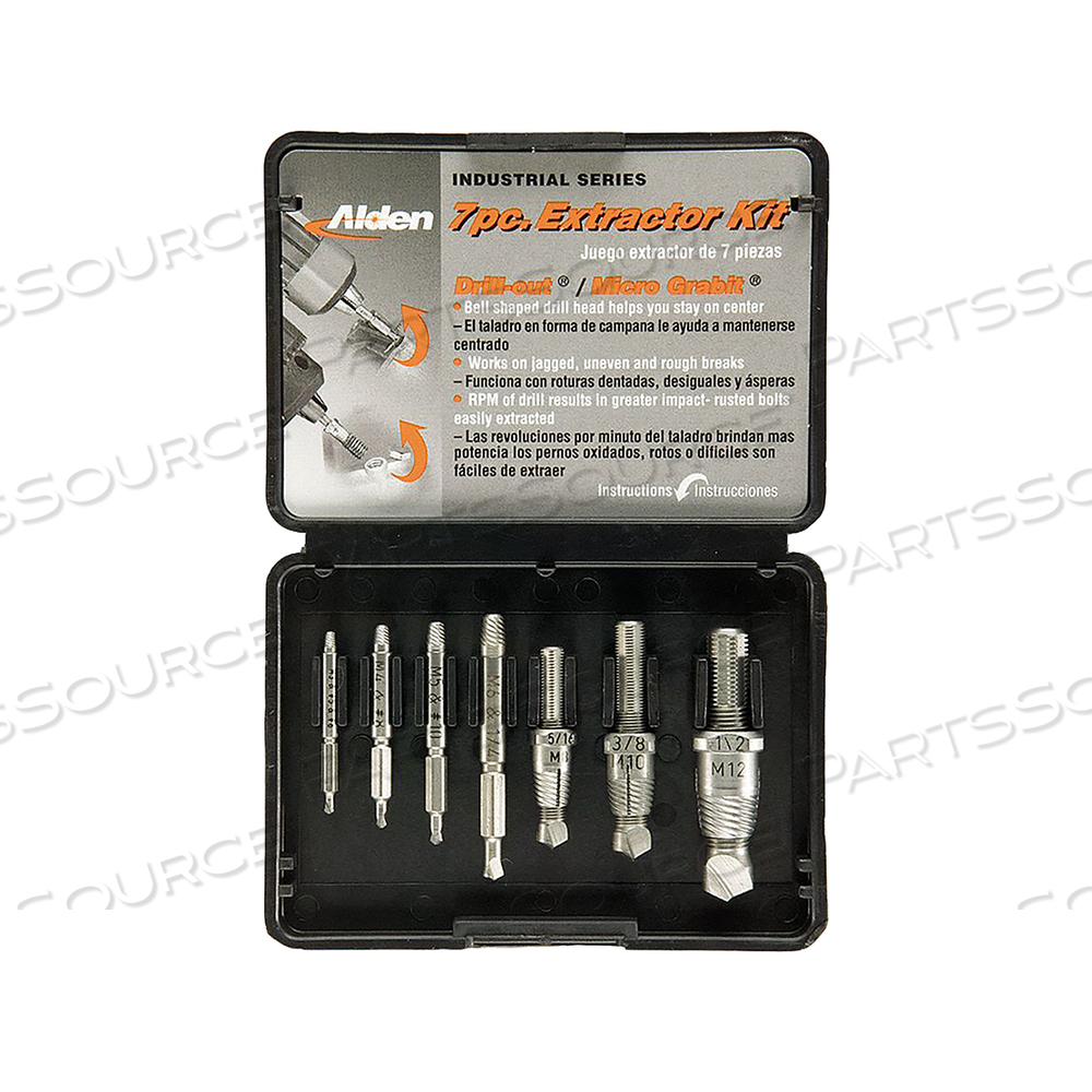 SCREW EXTRACTOR SET 7PC HSS PLASTIC CASE by Alden