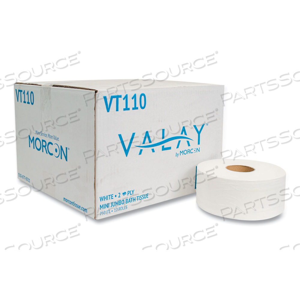 VALAY MINI JUMBO BATH TISSUE, SEPTIC SAFE, 2-PLY, WHITE, 750 FT/CARTON by Morcon Tissue