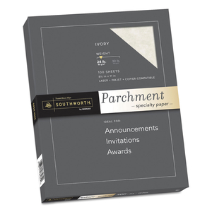PARCHMENT SPECIALTY PAPER, 24 LB BOND WEIGHT, 8.5 X 11, IVORY by SOUTHWORTH PRODUCTS CORP