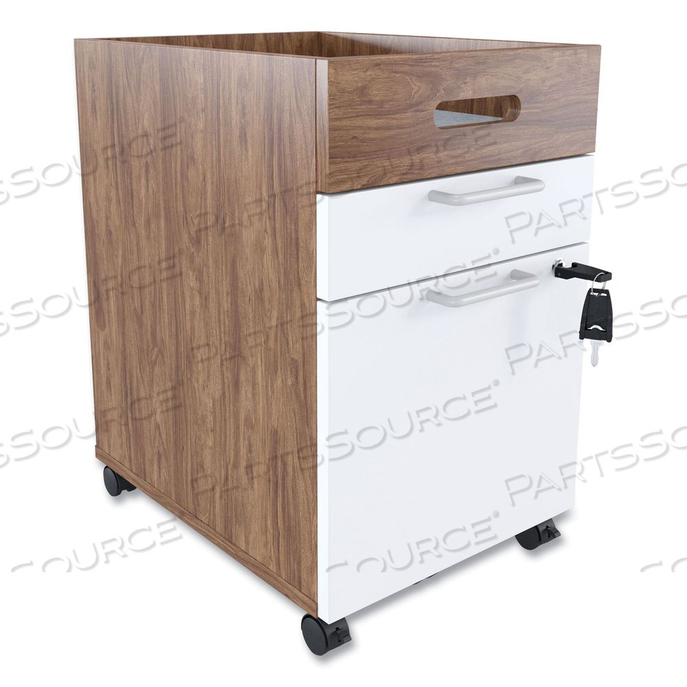 ESSENTIALS MOBILE PEDESTAL FILE, LEFT OR RIGHT, 2-DRAWERS: BOX/FILE, LEGAL/LETTER, WHITE/ESPRESSO, 15.5" X 21.2" X 24.2" by Union & Scale ESSENTIALS MOBILE PEDESTAL FILE, LEFT OR RIGHT, 2-DRAWERS: BOX/FILE, LEGAL/LETTER, WHITE/ESPRESSO, 15.5" X 21.2" X 24.2" by Union & Scale