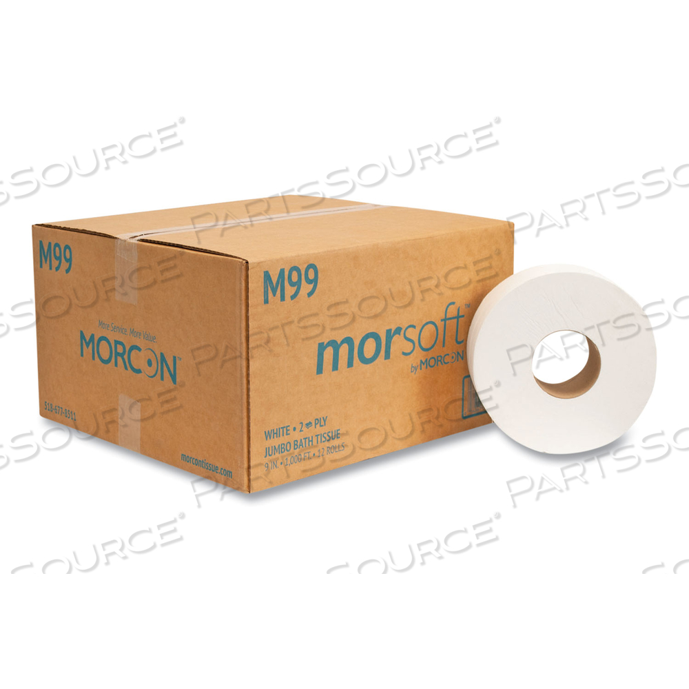 JUMBO BATH TISSUE, SEPTIC SAFE, 2-PLY, WHITE, 3.3" X 1,000 FT by Morcon Tissue