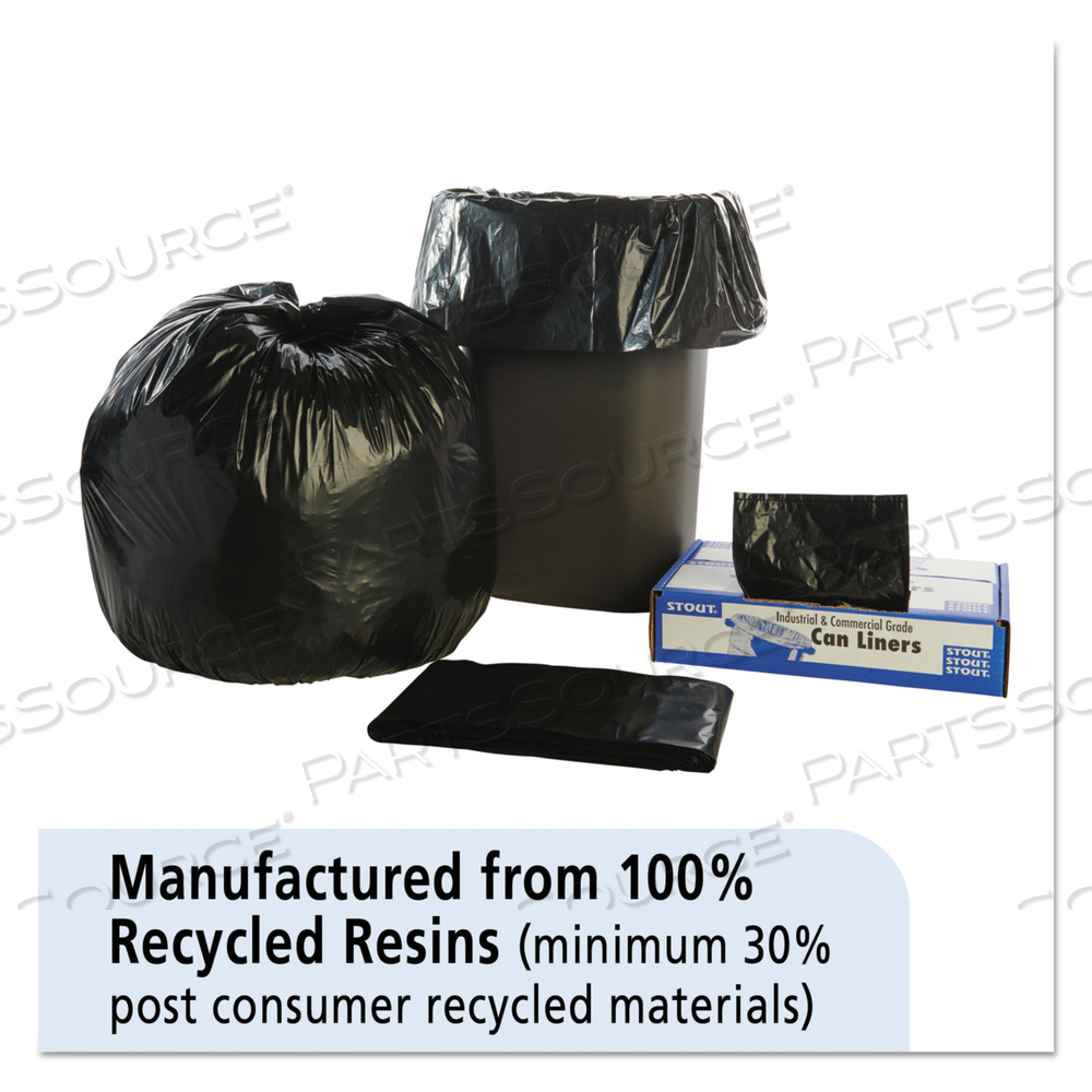TOTAL RECYCLED CONTENT PLASTIC TRASH BAGS, 33 GAL, 1.3 MIL, 33" X 40", BROWN/BLACK by Envision