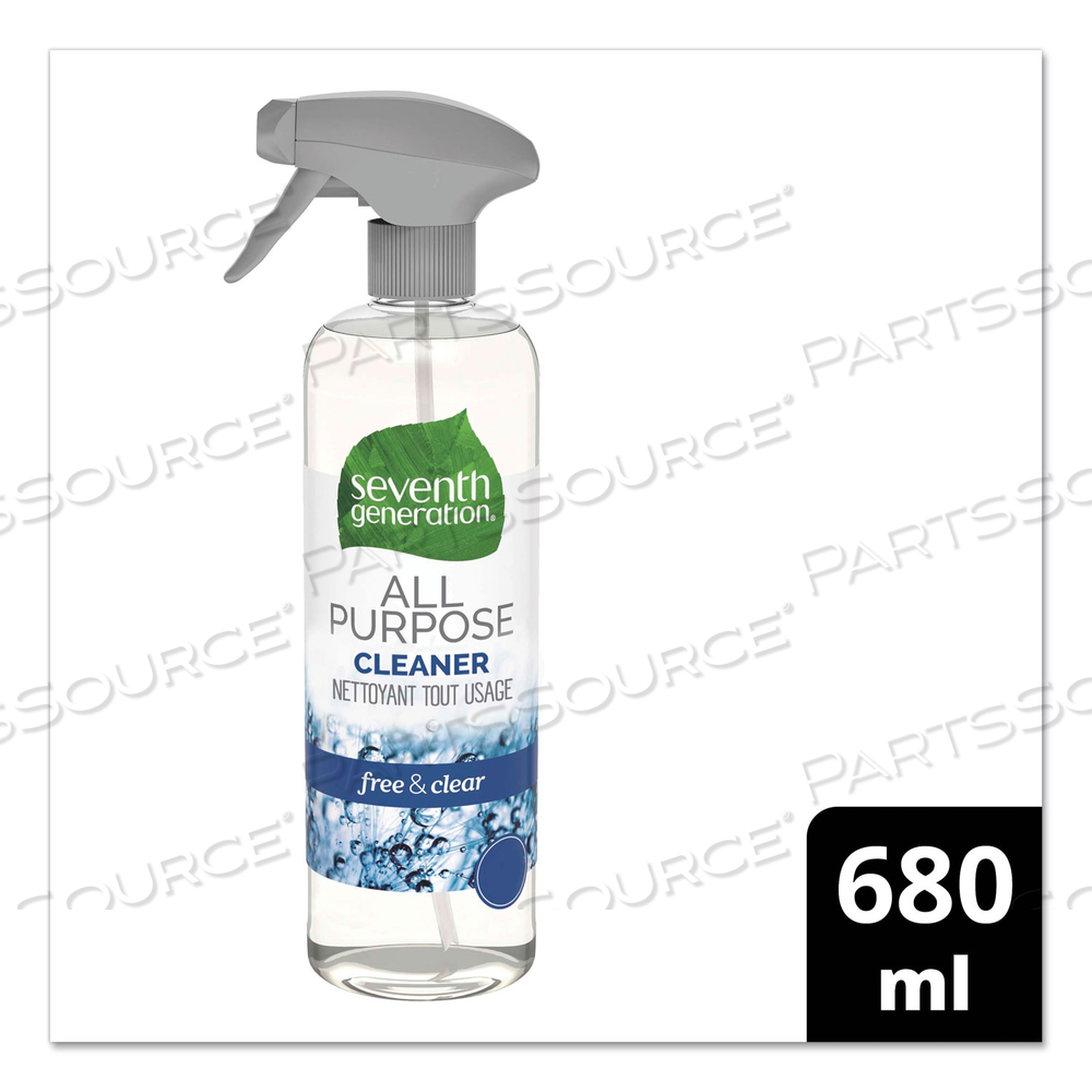 NATURAL ALL-PURPOSE CLEANER, FREE AND CLEAR/UNSCENTED, 23 OZ TRIGGER SPRAY BOTTLE by Seventh Generation NATURAL ALL-PURPOSE CLEANER, FREE AND CLEAR/UNSCENTED, 23 OZ TRIGGER SPRAY BOTTLE by Seventh Generation