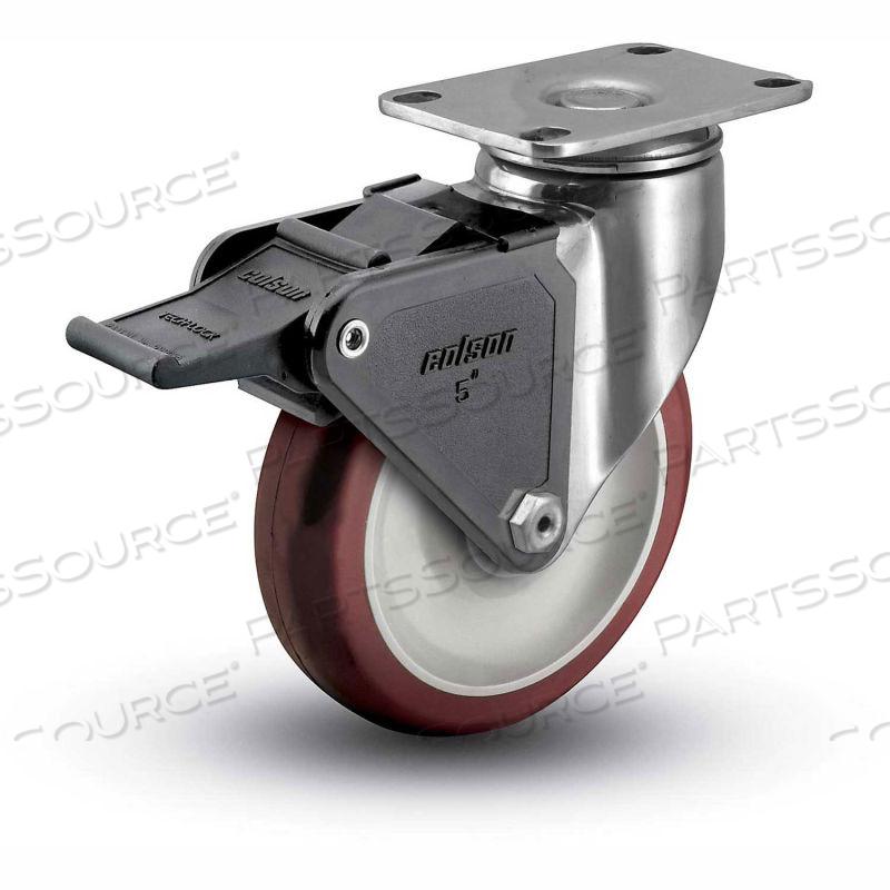 2 SERIES SWIVEL PLATE CASTER POLYURETHANE WITH BRAKE 4" DIA. 275 LB. by Colson