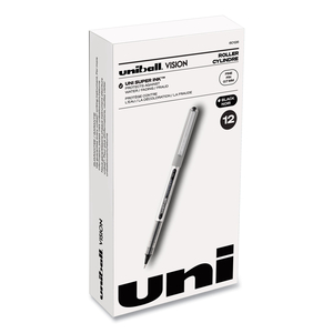 VISION ROLLER BALL PEN, STICK, FINE 0.7 MM, BLACK INK, BLACK/GRAY BARREL by Uni-Ball