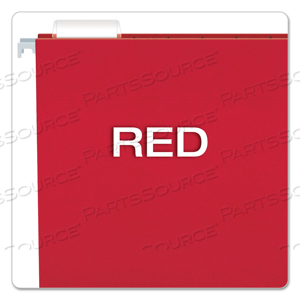 COLORED HANGING FOLDERS, LETTER SIZE, 1/5-CUT TABS, RED by Esselte Pendaflex Corp.