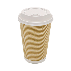 RIPPLE HOT CUPS, 16 OZ, KRAFT/WHITE by Karat RIPPLE HOT CUPS, 16 OZ, KRAFT/WHITE by Karat
