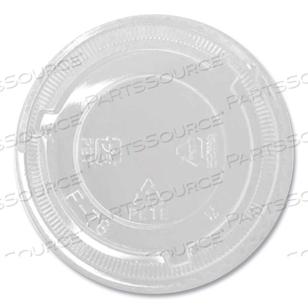 PET LIDS, FITS 8 OZ TO 10 OZ COLD CUPS, NO HOLE FLAT LID, CLEAR by Karat