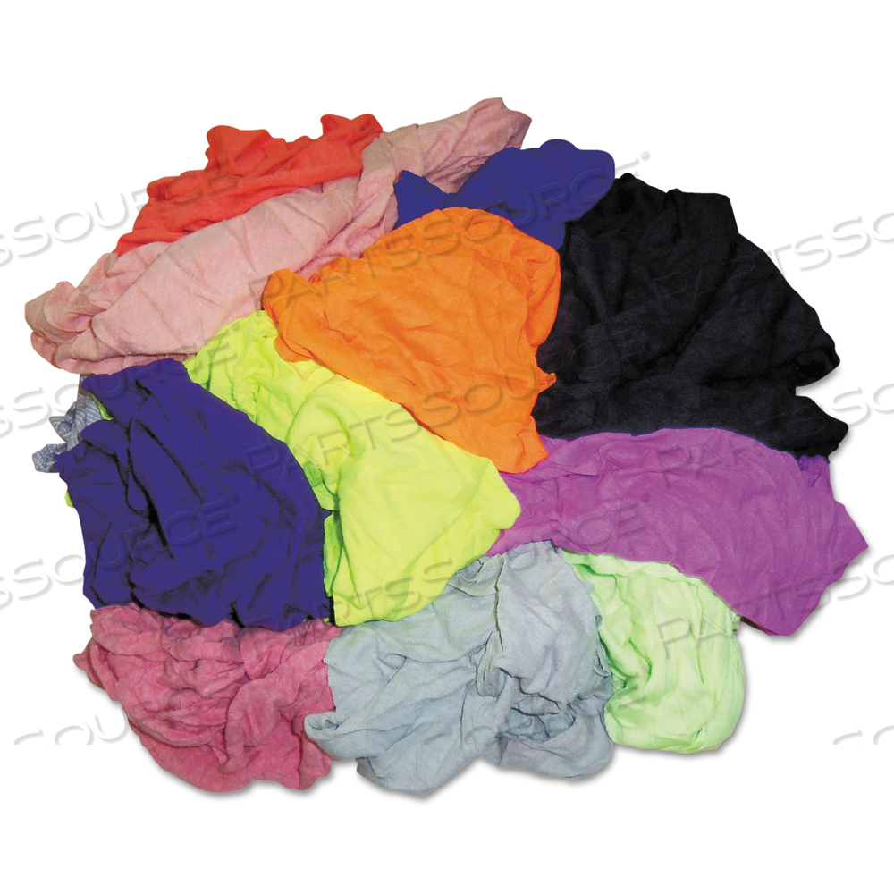 NEW COLORED KNIT POLO T-SHIRT RAGS, ASSORTED COLORS, 10 POUNDS/CARTON 
