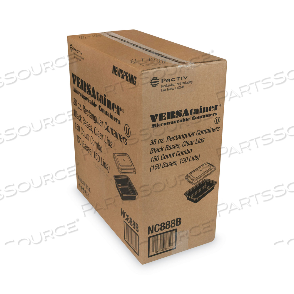 NEWSPRING VERSATAINER MICROWAVABLE CONTAINERS, 38 OZ, 6 X 8.5 X 2, BLACK/CLEAR, PLASTIC by Pactiv