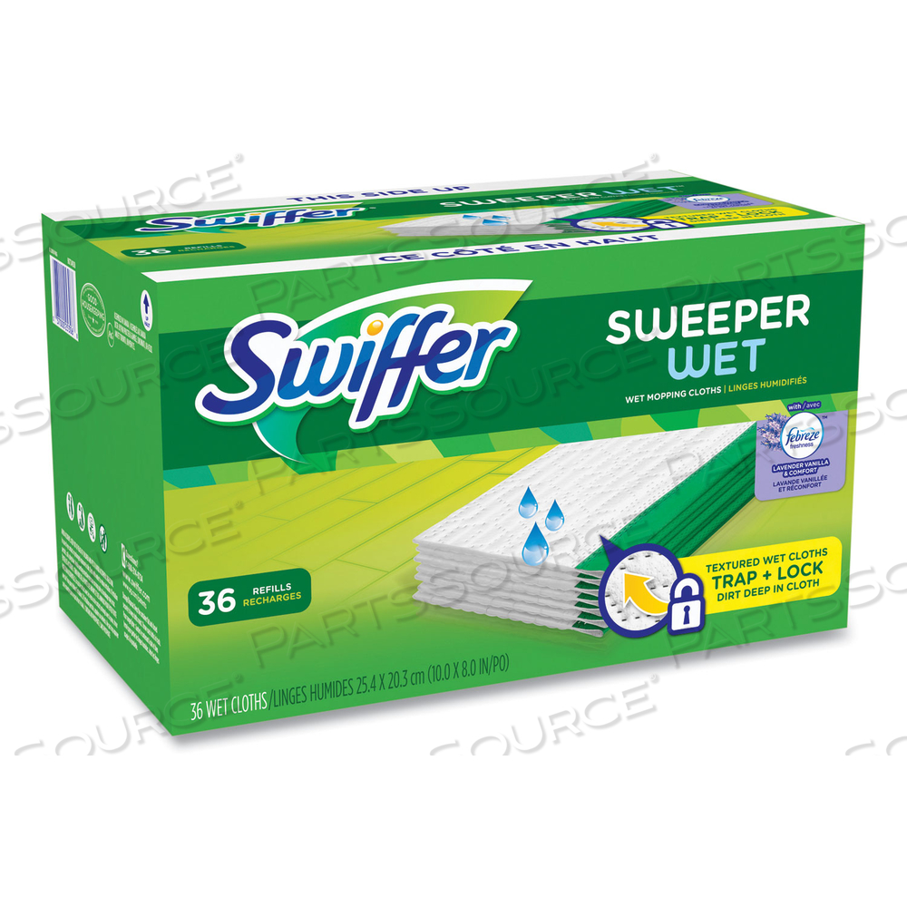 WET REFILL CLOTHS, 10 X 8, LAVENDER VANILLA AND COMFORT, WHITE by Swiffer