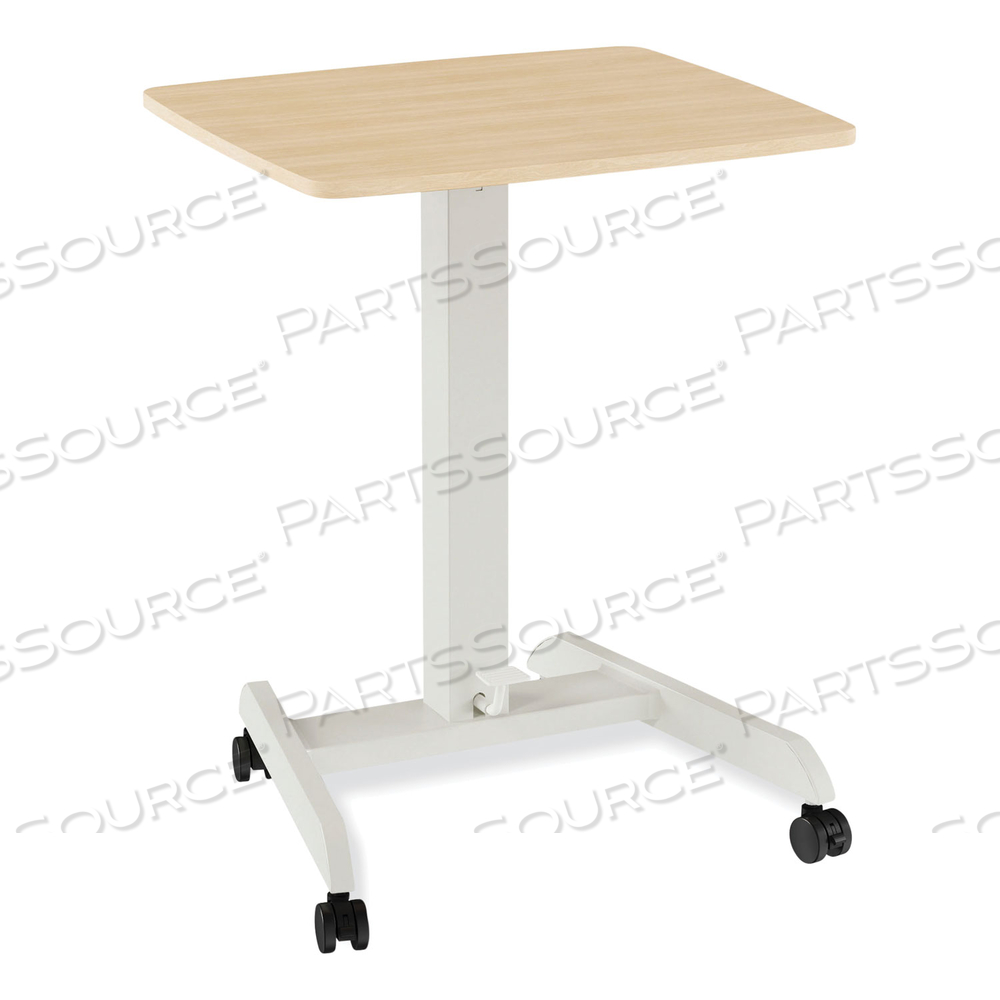 ESSENTIALS SIT-STAND SINGLE-COLUMN MOBILE WORKSTATION, 23.6" X 20.5" X 29.6" TO 44.2", NATURAL WOOD/LIGHT GRAY by Union & Scale ESSENTIALS SIT-STAND SINGLE-COLUMN MOBILE WORKSTATION, 23.6" X 20.5" X 29.6" TO 44.2", NATURAL WOOD/LIGHT GRAY by Union & Scale
