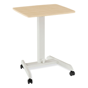 ESSENTIALS SIT-STAND SINGLE-COLUMN MOBILE WORKSTATION, 23.6" X 20.5" X 29.6" TO 44.2", NATURAL WOOD/LIGHT GRAY by Union & Scale