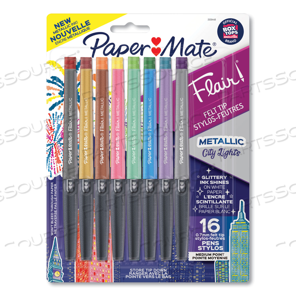 FLAIR METALLIC POROUS POINT PEN, STICK, MEDIUM 0.7 MM, ASSORTED INK AND BARREL COLORS by Paper Mate