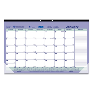 MONTHLY DESK PAD CALENDAR, 17.75 X 10.88, WHITE/BLUE/GREEN SHEETS, BLACK BINDING, CLEAR CORNERS, 12-MONTH (JAN TO DEC): 2023 by Brownline