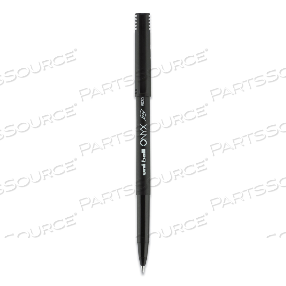 ONYX ROLLER BALL PEN, STICK, MICRO 0.5 MM, BLACK INK, BLACK MATTE BARREL by Uni-Ball