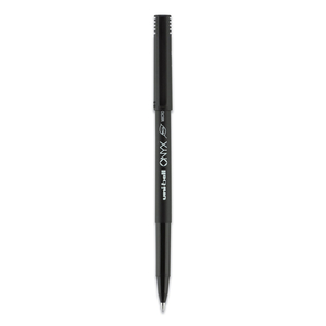 ONYX ROLLER BALL PEN, STICK, MICRO 0.5 MM, BLACK INK, BLACK MATTE BARREL by Uni-Ball