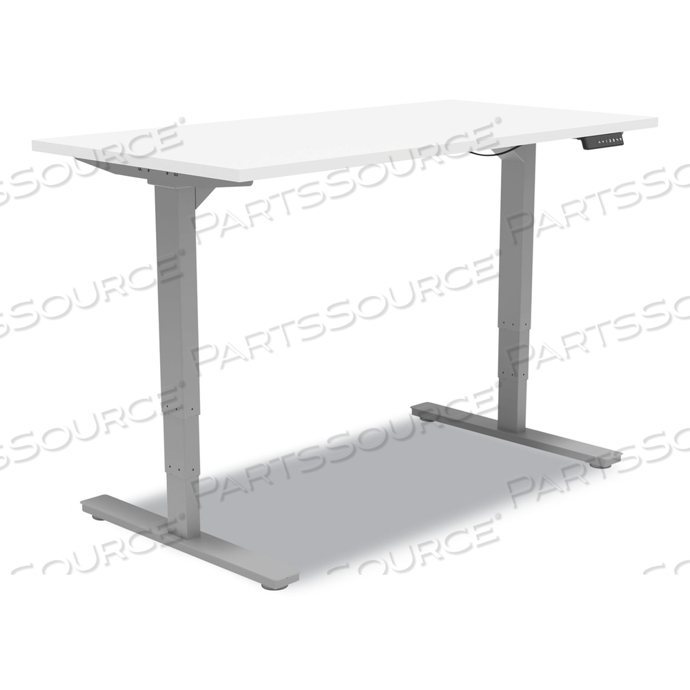 ESSENTIALS ELECTRIC SIT-STAND DESK, 55.1" X 27.5" X 25.9" TO 51.5", WHITE/ALUMINUM by Union & Scale