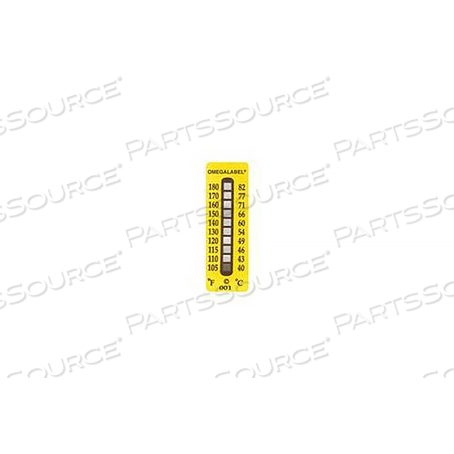 NON-REVERSIBLE TEMPERATURE LABEL, BLACK ON YELLOW, 54 MM X 18 MM by Omega Engineering NON-REVERSIBLE TEMPERATURE LABEL, BLACK ON YELLOW, 54 MM X 18 MM by Omega Engineering