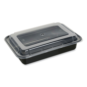 FOOD CONTAINER WITH LID, 38 OZ, 8.81 X 6.02 X 2.48, BLACK/CLEAR, PLASTIC, 150/CARTON by Genpak FOOD CONTAINER WITH LID, 38 OZ, 8.81 X 6.02 X 2.48, BLACK/CLEAR, PLASTIC, 150/CARTON by Genpak